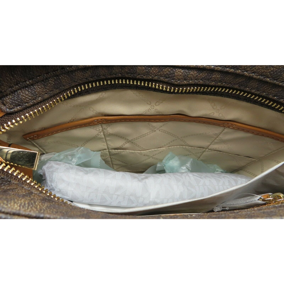 Michael Kors Signature Jet Set Travel Large Messenger Bag, Brown/Gold - Picture 3 of 4